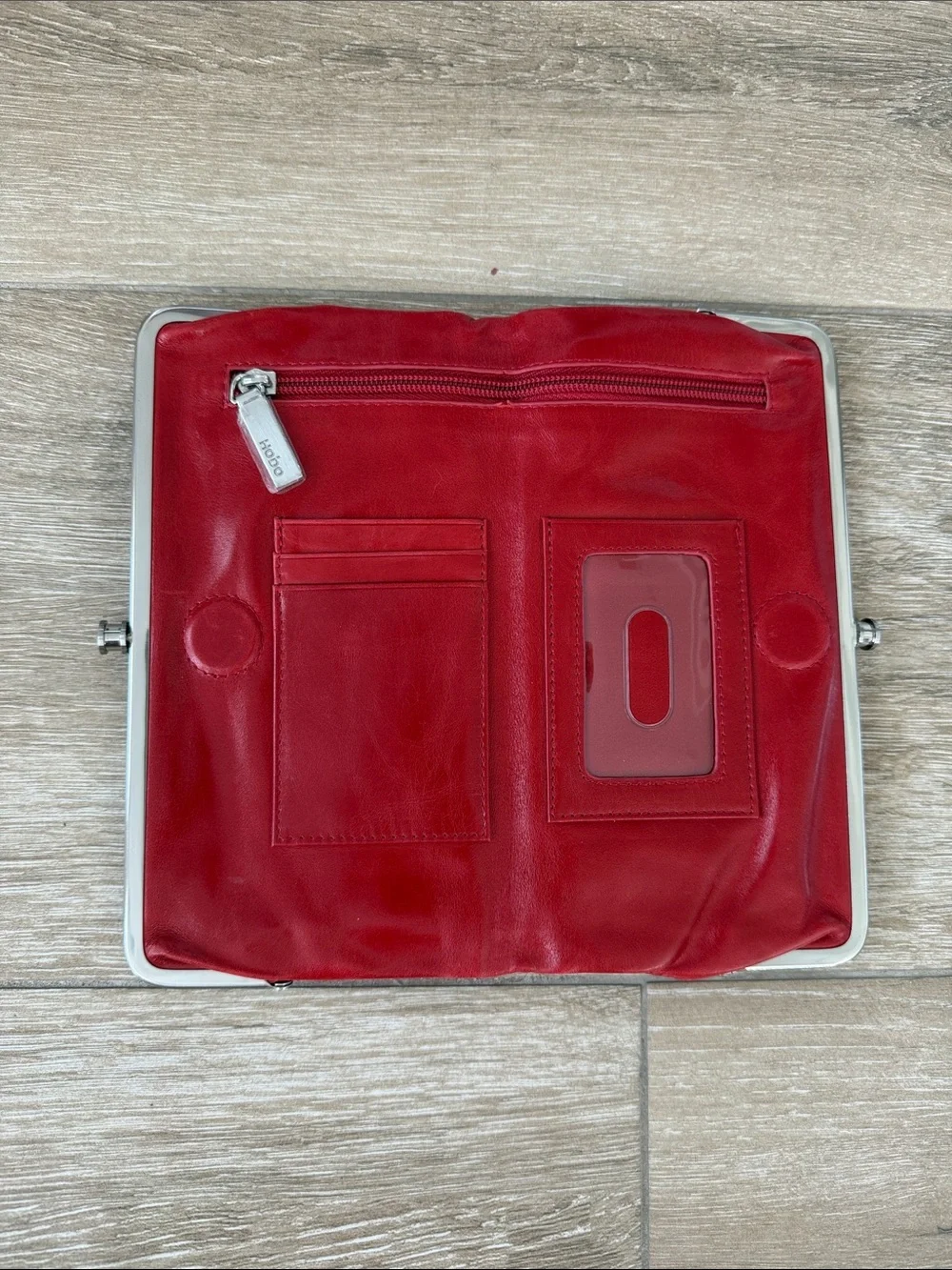 HOBO Red Leather Frame Wallet Clutch
